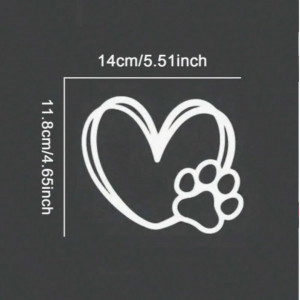 Cute Dog Paw Heart Shaped Car Sticker