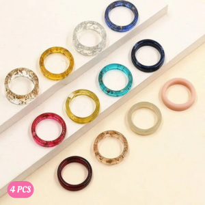 4pcs Simple Resin Ring (18 )