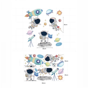 2 sheets Kids Astronaut Print Wall Sticker