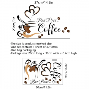 1pc PVC Wall Sticker,Creative Coffee & Slogan Graphic