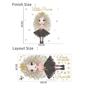 Kids Cartoon Girl Print Wall Sticker