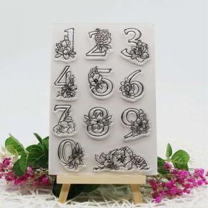 1 Package Silicone  Number & Flower Pattern Stamp