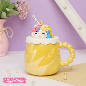 ceramic mug -unicorn yellow