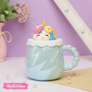 ceramic mug -unicorn blue