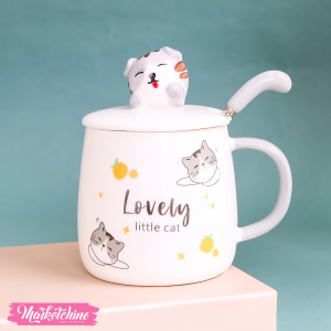 ceramic mug - gray lovely cat