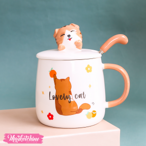 ceramic mug -brown lovely cat