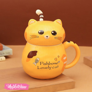ceramic mug - fish bone lovely cat