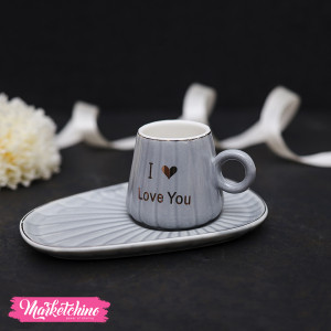 Ceramic Coffee Cup&plate-Gray