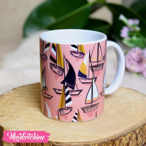 Printed Mug-Pink Boats