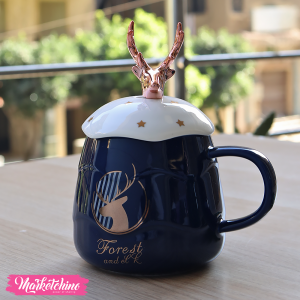 Ceramic Mug-Dark Blue Deer