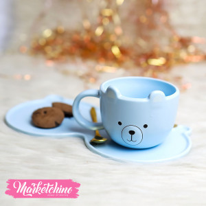 Ceramic Coffee Cup&plate-Light Blue Bear 