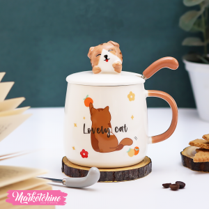 ceramic mug -brown lovely cat