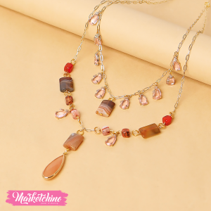 Gold Necklace- Cafe Agate stone