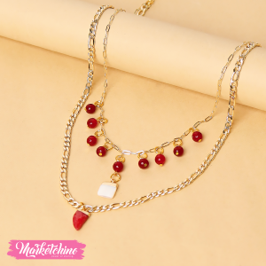 Gold Necklace-Maroon Agate stone