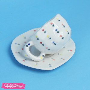 Ceramic Mug  & plate - Flowers