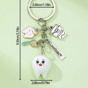 Cute Resin Tooth Ornament Keychain