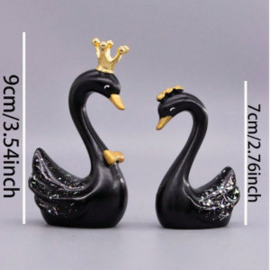 1Pair Black Swan Car Interior Decoration Accents