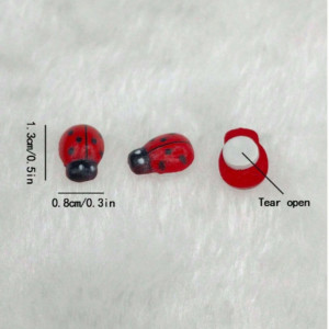 12Pcs Self-Adhesive Painted Wooden Ladybugs - Honey Toys