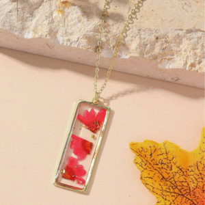 Exquisite Handmade Pressed Flower Resin Pendant Necklace