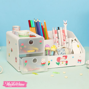 Acrylic Organizer Multi Uses With Random Sticker-White