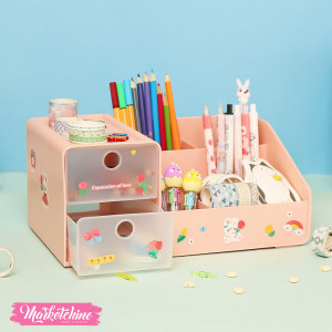 Acrylic Organizer Multi Uses With Random Sticker-Pink