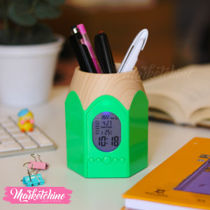 Acrylic Digital Alarm  (Countdown& Pencil case )-Green