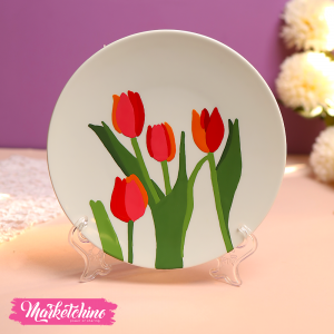 Painted Porcelain Tableau-Tulip Flower (21 cm )