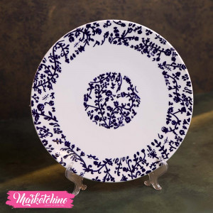 Painted Ceramic Patel-Dark Blue Flower (Large )