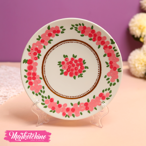 Painted Porcelain Tableau-Pink Flower (21 cm )