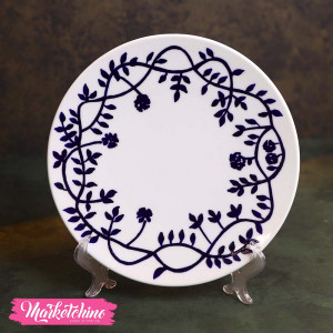 Painted Porcelain Tableau-Dark Blue Flower (21 cm )