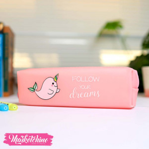 Silicone Pencil case-Pink Dolphin 