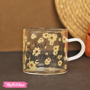 Pyrex Cup  For Coffee Daisy Flower - Good Morning  (100 ml )