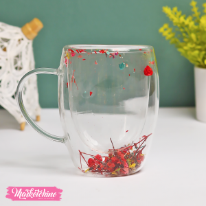 Double Pyrex Cup With Baby Flower (350 ml )