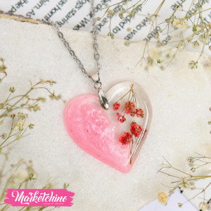 Resin Necklace-Pink Heart 