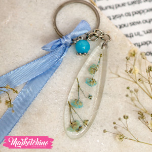 Resin Keychain-Blue Baby Flower 