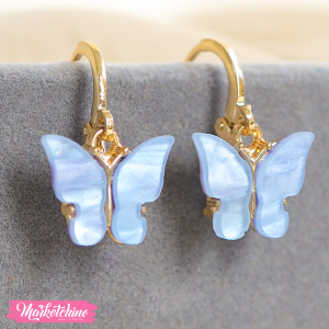 Gold Earring-Purple Butter Fly