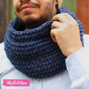 Infinity Scarf For Men-Crochet-Dark Blue