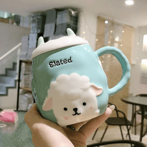 Ceramic Mug-Mint Green Sheep 