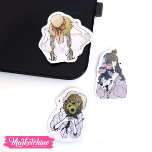 3Pcs Of Laptop Sticker -Girl