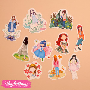 Set OF Cartoon Girl Sticker Large  (10)