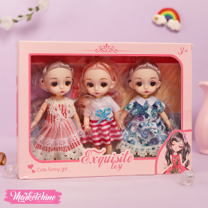 Set Of 3Pcs Of Exquisite Hard Rubber Doll ( 16 cm )