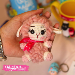 Keychain-Crochet-Pink Sheep