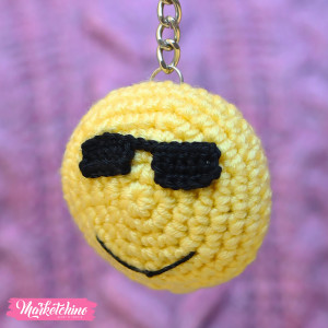 Crochet Keychain-Cool Face Emoji