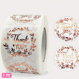 500pcs Slogan Graphic Gift Sticker, Metallic Rose Gold Round (2.5 cm )