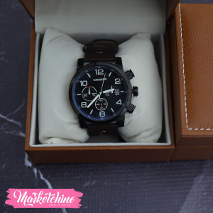 Men Triple Dial Round Pointer Quartz Watch