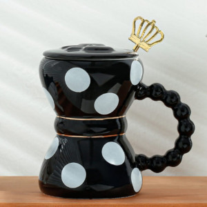 Ceramic Mug-Black Dotes 