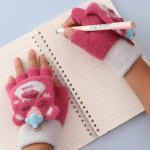 soft wool mohair Convertible Gloves Winter Outdoor Cold proof Warm Finger less Gloves- lotso