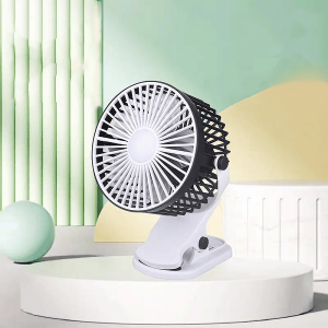 Lighting Clip On Fan, 3 Speed Desk Fan, 2500 mAh Battery Operated Portable, 360°Rotate - Black