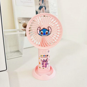 Hand \ Stand Fan Multi Uses, 3 Speeds Desk Fan, Battery Recharging - Stitch & Angle