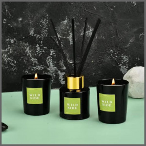 Set OF 2Pcs OF Glass Candle & Perfume Diffuser With Sticks - Wild Side